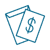An icon showing a piece of paper with a dollar sign and an envelope